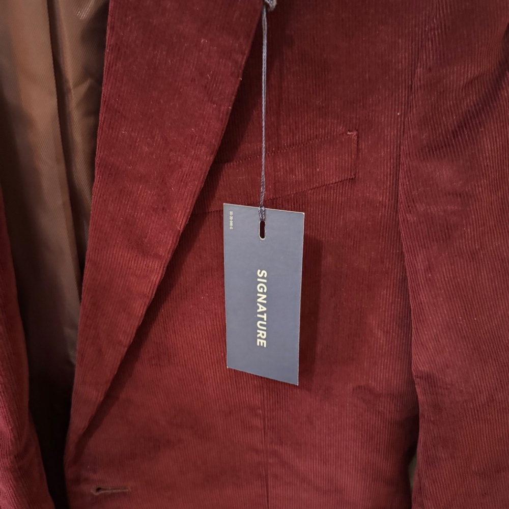 Men’s Red Corduroy Blazer | Stafford (36R - Classic Fit) - Picture 6 of 7